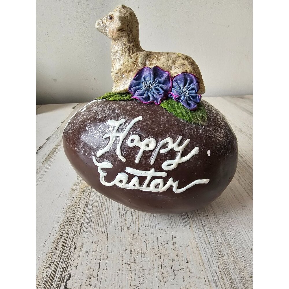 Bethany Lowe vintage Sheep egg Easter glitter statue RARE figurine spring decor‎